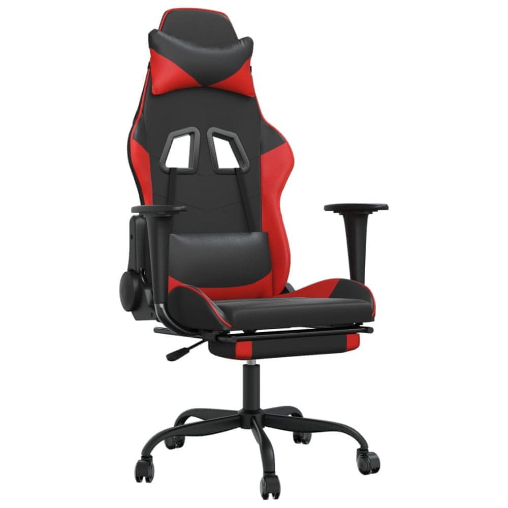 Vidaxl Herná stolička s opierkou na nohy čierna a červená umelá koža